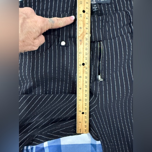 Lip Service Pinstripe Flare Pants Ankle Zip Sz34 Women’s - Picture 11 of 12